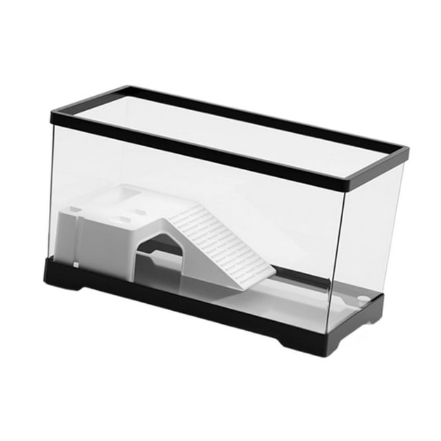 Transemion Turtle Tank Bottom Drainage Terrapin Tortoise Medium Enclosure Decor Black Starter Indoor Black L