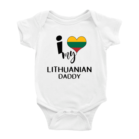 

I Heart My Lithuanian Daddy Love Flag Baby Romper (White 12-18 Months)