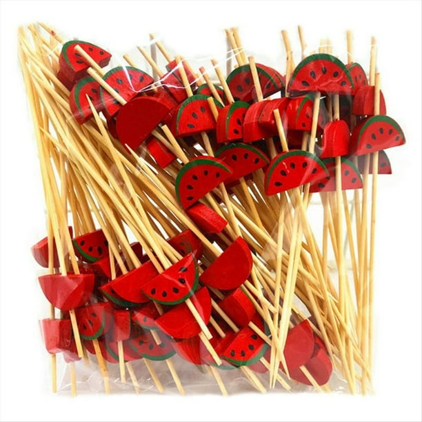 100 Palillos de Bambú Desechables para Alimentos, Frutas, Cócteles, Palillos de Dientes Hechos A Mano, Suministros de Picnic, Decoración D