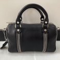 thumbnail image 3 of Z@V Nuevo patrón de lichi negro Bolso bandolera de cuero genuino para mujer Bolso tipo cubo, 3 of 5