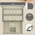 thumbnail image 7 of Bibana 12 Slot PU Leather Lockable Watch Storage Boxes, Men & Women Jewelry Display Drawer Case, 2-tier Organizer Watch Showcase with Glass Lid(Grey), 7 of 7