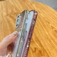 thumbnail image 2 of Plating Wallet for iPhone 12 Case, Bling Glitter Diamond Card Holder Camera Protection Luxury Cover + 2* Screen Protector, Card Slot Case Elegant iPhone 12 Phone Case -Pink, 2 of 12