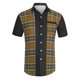 thumbnail image 1 of Camisa diseño patchwork a cuadros mangas cortas botones bloques color caqui negro T M, 1 of 6