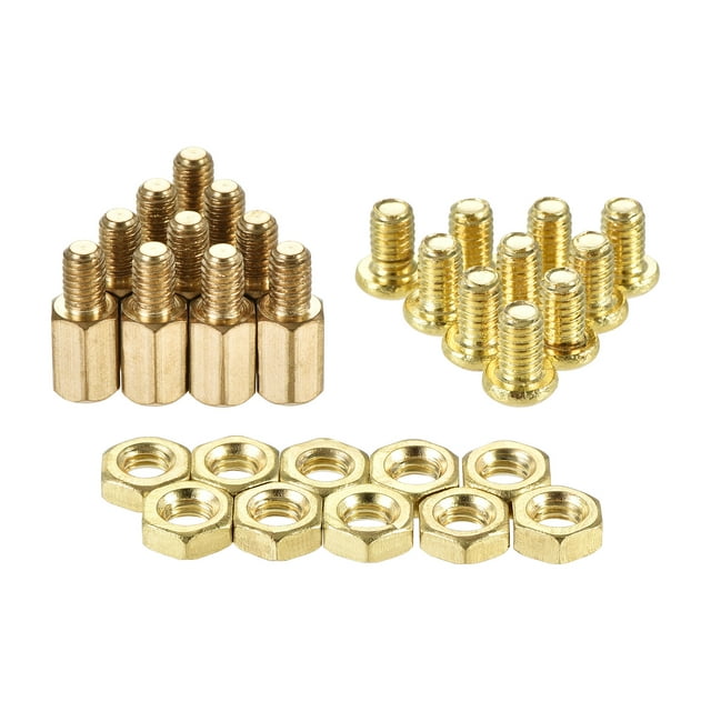 Unique Bargains Laiton M4 9mm + 6mm Hexagonal Mâle-Femelle Vis Écrou Kit 10 Ensembles
