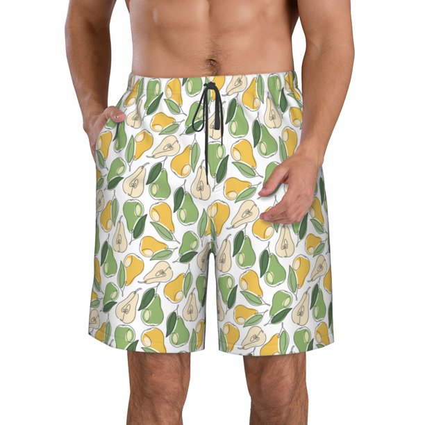 Fotbe Fruit Pears Trajes de Baño Estampados para Hombre, Shorts de Verano de Secado Rápido, Ropa de Playa, Bañadores-Large