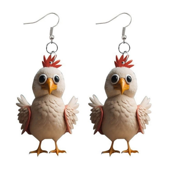 ZPAQI Eye catching Acrylic Chicken Drop Earrings Ear Studs Jewelry for Party Nights For Valentine's Day Gift