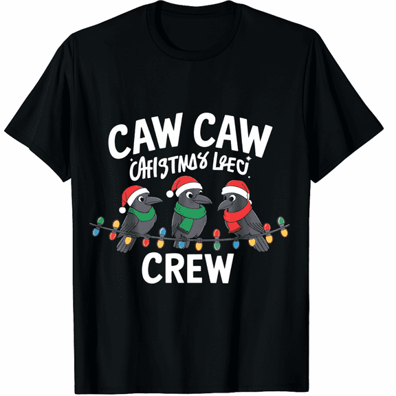 Caw Christmas Crew Black Short Sleeve T Shirt for Men and Women