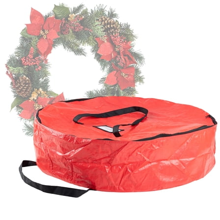Elf Stor 36-Inch Wreath Storage Container with Interior Compartment (Red)