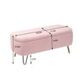 thumbnail image 2 of Storage Ottoman Bench with Gold Legs, Faux Fur Entryway Bench with Storage for Living Room, Bedroom, Pink, 2 of 9