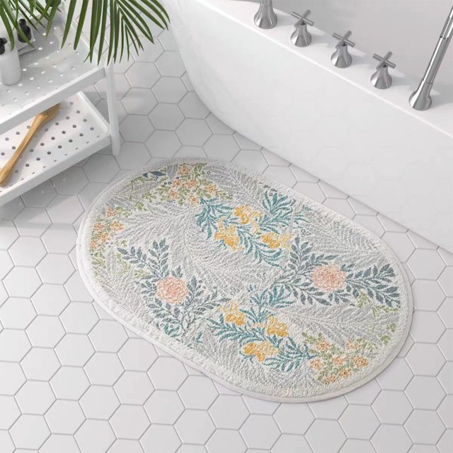 onlyliua para Interior/Exterior Alfondo Plantas para Baño, Alfonbra para Mesita de Noche, Alfonbra con Patrón Azul, Adecuada para Baño, Dormitorio, Alfonbra Lavable, Fácil de Cuidar