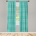 thumbnail image 4 of Ambesonne Waves Window Curtains, Ocean Curves Stripes Sea Art, Each 28" W x 63" L, Turquoise and White, 4 of 4