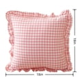 thumbnail image 3 of Pink Checkered Pillow Cover, Ruffled Frill Decorative Cushion Case for Sofa, Bed, Chair, Bedroom, Living Room and Cottage Home Decor, 3 of 7