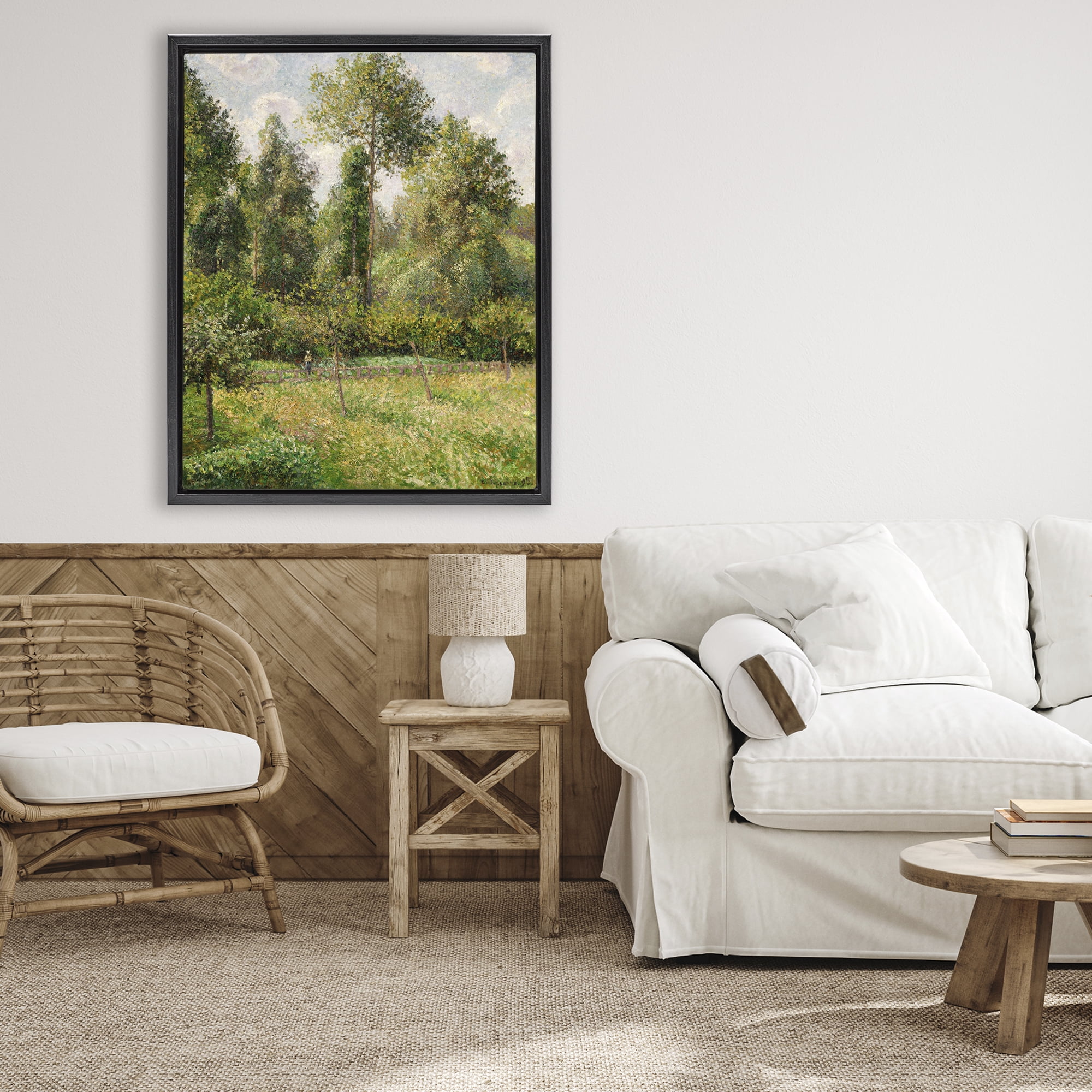 Stupell Industries Poplars Classic Landscape Black Framed Floater Canvas Wall Art, design by Camille Pissarro