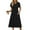 Black, variant on FDGIU Women's Round Neck Midi Dress - Summer Casual Short Sleeve A-Line Pleated Dress with Pockets