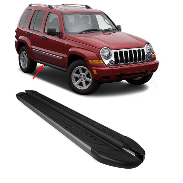 Side Steps Running Boards Nerf Bars Black 2 Pc For Jeep Liberty 2005