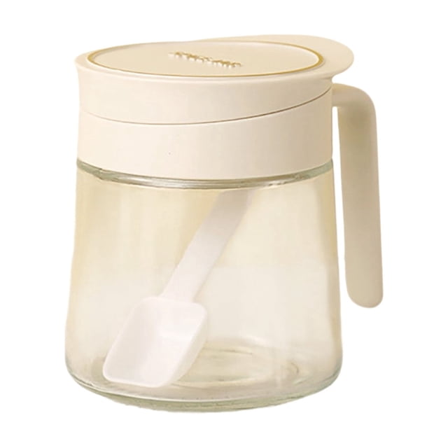 Empty Glass Seasoning Container, Glass Salt and Pepper Shaker Jars Bottles with Spoon, Large Capacity Spice Jars for Kitchen Cooking