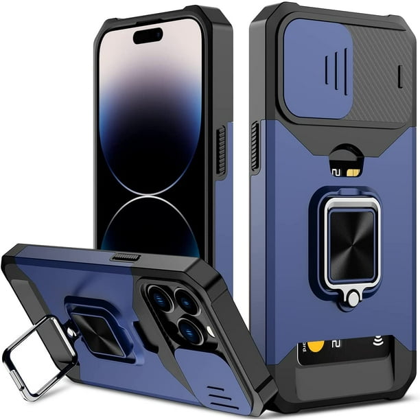 Coque pour iPhone 15 Pro Max avec porte-cartes, étui avec porte-cartes et 2  films de