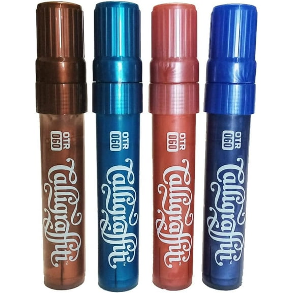 On The Run OTR .060 Calligraffiti Permanent Paint Calligraphy Font Marker Set of 4 Metallic Colors