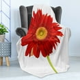 thumbnail image 4 of Gerber Daisy Soft Flannel Fleece Throw Blanket, Closeup Flower Photo Petal with Stem on Plain Backdrop, Cozy Plush for Indoor and Outdoor Use, 60" x 80", Vermilion Apple Green, by Ambesonne, 4 of 5
