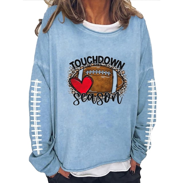 TIMIFIS Chandail d'Automne pour Femmes Décontracté Ample Col Rond Manches Longues chandail Mode Imprimé Graphique Confortable