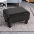 thumbnail image 1 of Modern Small Faux Leather Footstool, Rectangular Sofa Side Stool, Black, 1 of 7