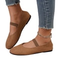 thumbnail image 2 of Domuza Women's Mary Jane Flat Shoes with Elastic Strap, Soft Faux Suede Slip On Casual Walking Flats, Comfortable Low Profile Everyday Footwear for Work Office Daily Wear Brown 9（EU-42）, 2 of 8