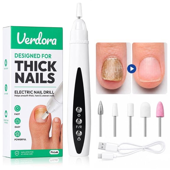 VERDORA Electric Nail Drill for Thick Nails, Cordless Efiles for Lightweight Nail Care Tool for Nail Repair