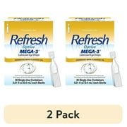 (2 pack) Refresh Optive Mega-3 Lubricant Eye Drops, Preservative-Free, 0.01 Fl Oz Single-Use Containers, 30 Count