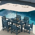 thumbnail image 3 of SERWALL 5-Piece Patio Dining Set, 59" Outdoor Dining Table and 4 Chairs with Umbrella Hole for Garden, Deck, Poolside, Blue, 3 of 9