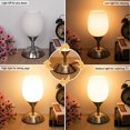 thumbnail image 2 of Boncoo Dimmable Touch Control Table Lamp, Small Touch Lamp with White Opal Glass Lampshade Ambient Light Bedside Little Lamp Silver Base Modern Accent Lamp for Bedroom, Living Room, E12 Bulb Included, 2 of 3