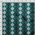 thumbnail image 3 of oneOone Cotton Silk Dark Teal Green Fabric Argyle Check Dress Material Fabric Print Fabric By The Yard 42 Inches Wide, 3 of 4
