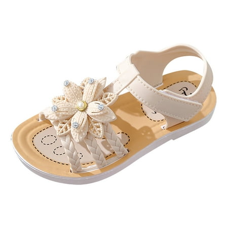 

B91xZ Toddler Sandals Girl Children Sandals Soft Flat Shoes Fashion Comfortable Bow Soft Bottom Lightweight Baby Girls Sandals White Sizes 1.5