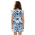 thumbnail image 2 of ZIATUBLE4S Blue Chevron Tie Dye Print Girls Summer Romper Ruffle Cap Sleeves One-Piece Short Jumpsuit Soft Comfort Kids Casual Playsuit with Pockets for 13-14 Y, 2 of 6