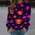 thumbnail image 2 of FDGIU 2025 Halloween Shirts Women Crewneck, Cute Ghost Pumpkin Graphic Casual Long Sleeve Tops, Loose Fit Pullover for Autumn Parties, 2 of 5