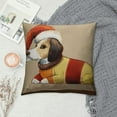 thumbnail image 2 of PHYHOO  Merry Christmas Decorative Soft Sherpa and Velvet Printed Throw Pillow Cover with Puppy, Lamp Cushion Covers for Couch Sofa, Beige, 2 of 5