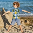 thumbnail image 3 of FORMRS Boys Rash Guard with Short Sleeves UPF 50+ Swim Shirts Sizes 3-12T, Light Blue Plaid, 3 of 6