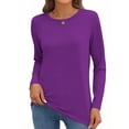 thumbnail image 2 of MOSHU 3 Pack T Shirts for Women Crew Neck Long Sleeve Womens shirts Casual Loose Fit Fall Tops, 2 of 8