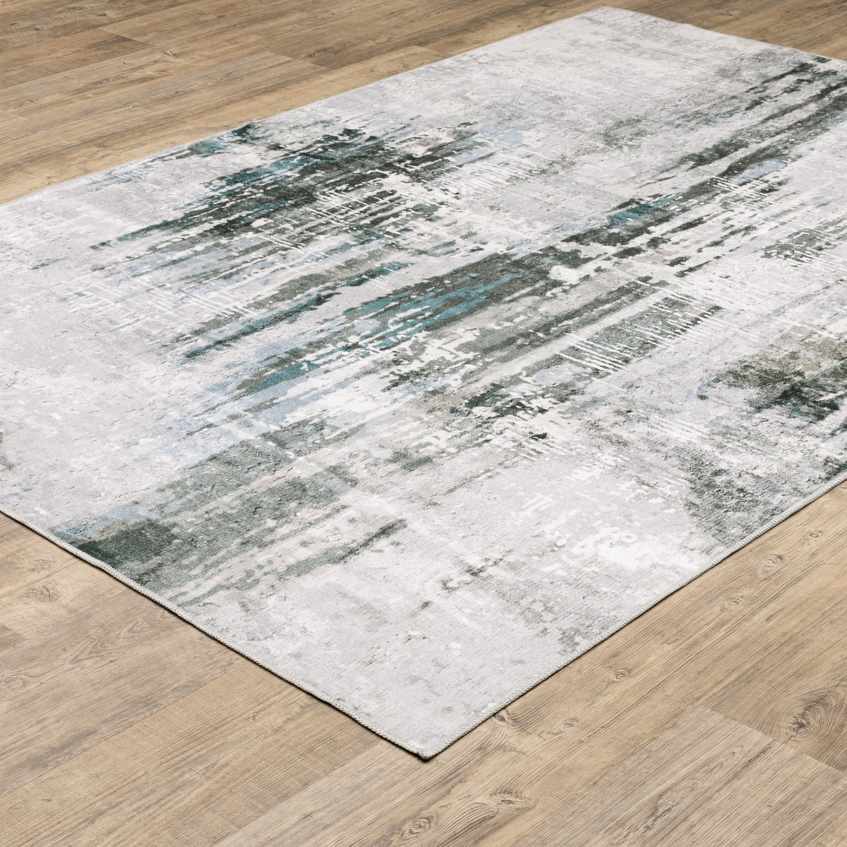 Avalon Home Marlowe Washable Modern Abstract Grey/ Teal Indoor Area Rug