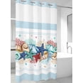 thumbnail image 4 of Sky Blue Ocean Starfish No Hook Shower Curtain Waterproof, Bathroom Curtains with Snap in Liners and See Through Top Window, Summer Coastal Coral Conch Hotel Style Bathtub Curtains Shower 36"Wx72"L, 4 of 8