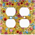 thumbnail image 3 of Metal Light Switch Plate Outlet Cover Colorful Floral Garden Wallpaper Yellow ROS038, 3 of 13
