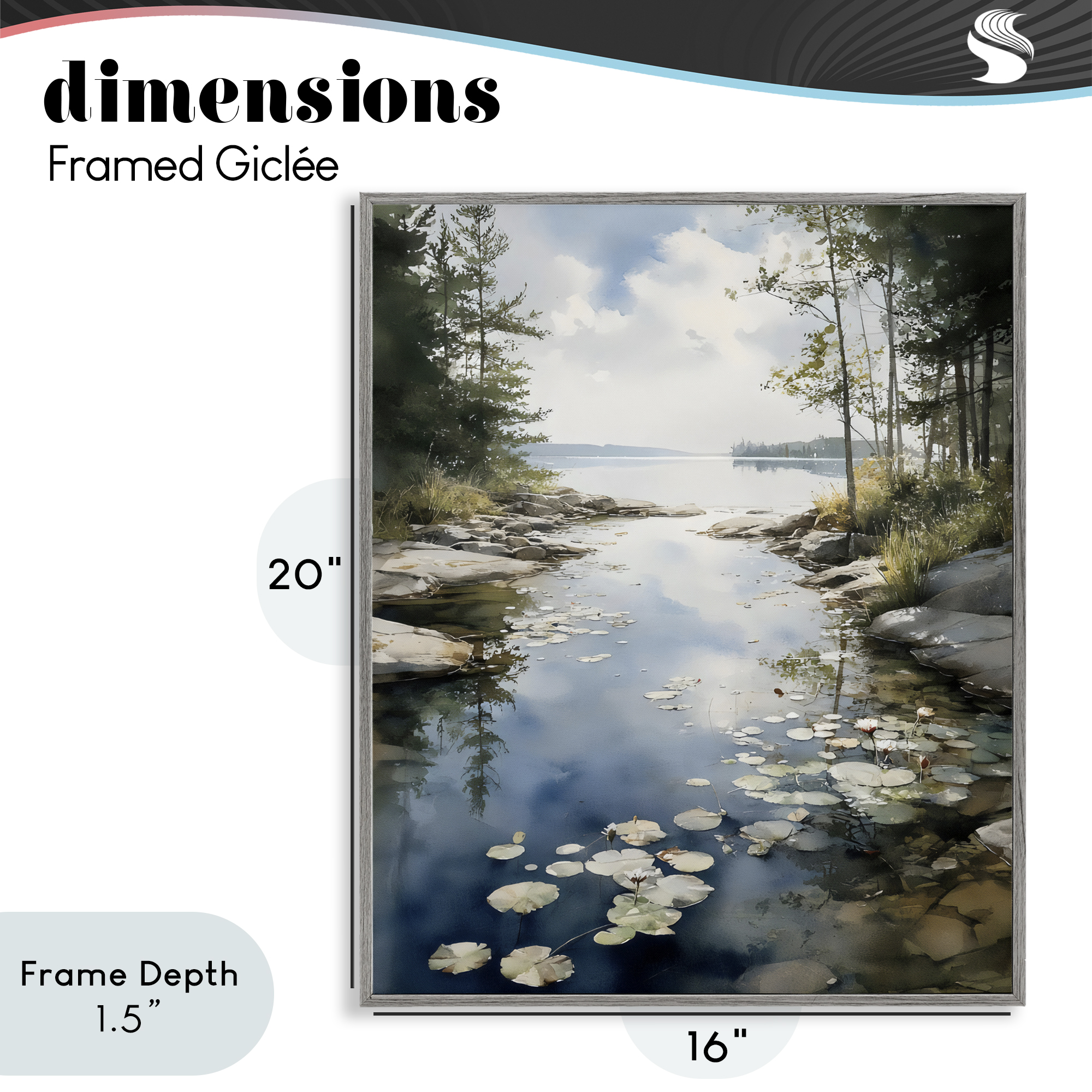 Stupell Industries Lilypad Inlet Reflection Gray Framed Giclee Art, design by Franklyn Gregory