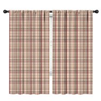 Blackout Kids Curtains,Beige Brown and Red Checkered Pattern Childrens Insulated Curtains Set Of 2,Bedroom Essentials,Toddler Room Decor 42"x84"