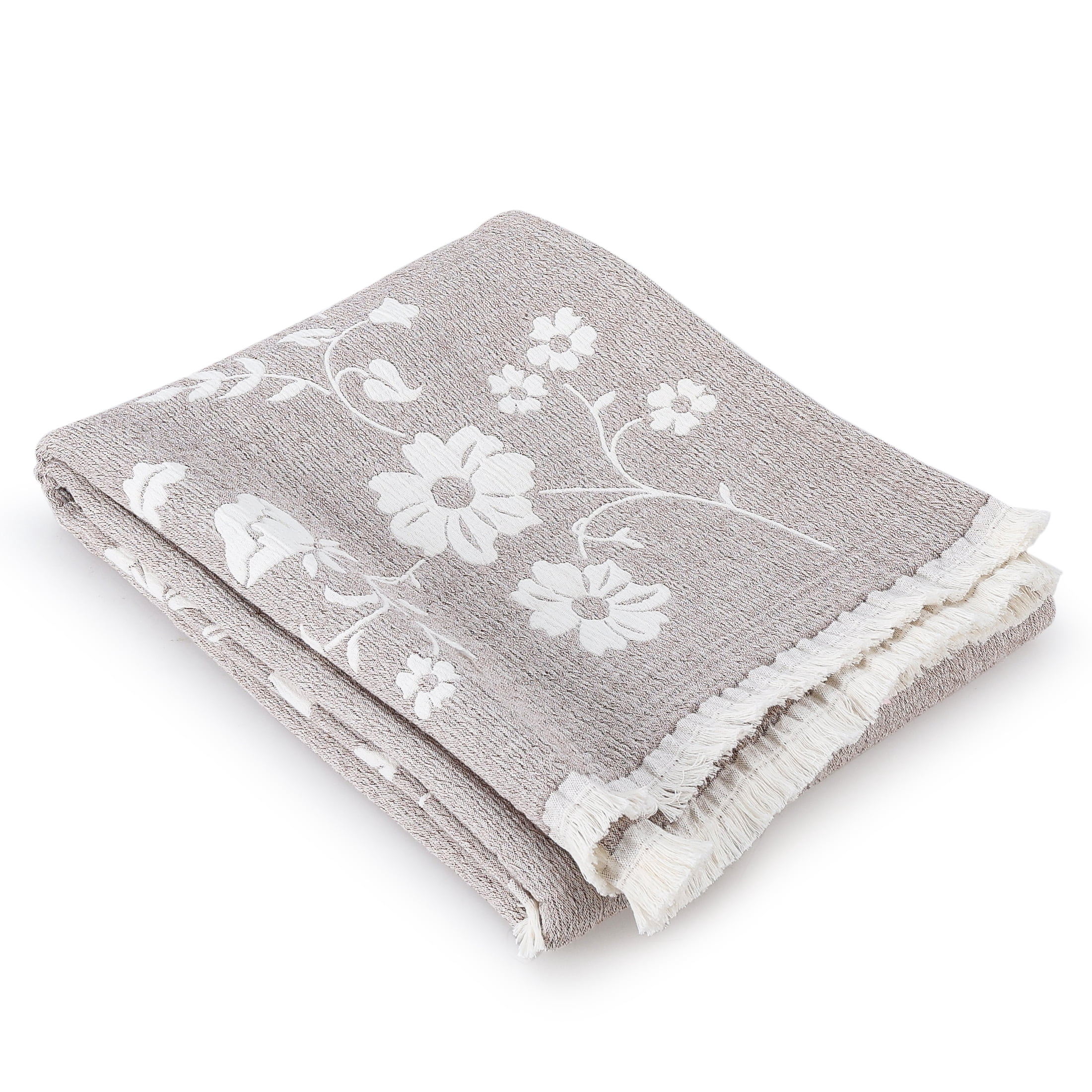 The Pioneer Woman Floral Gauze Oversized Couch Throw Blanket, Brown, 50 x 72 in