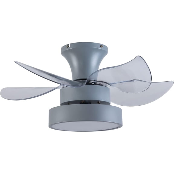 23in Ceiling Fan with Light and Remote Low Profile LED Flush Mount Ceiling Fan with 3 Reversible Blades 3 Color 6 Speeds for Kitchen Dining Room, Grey