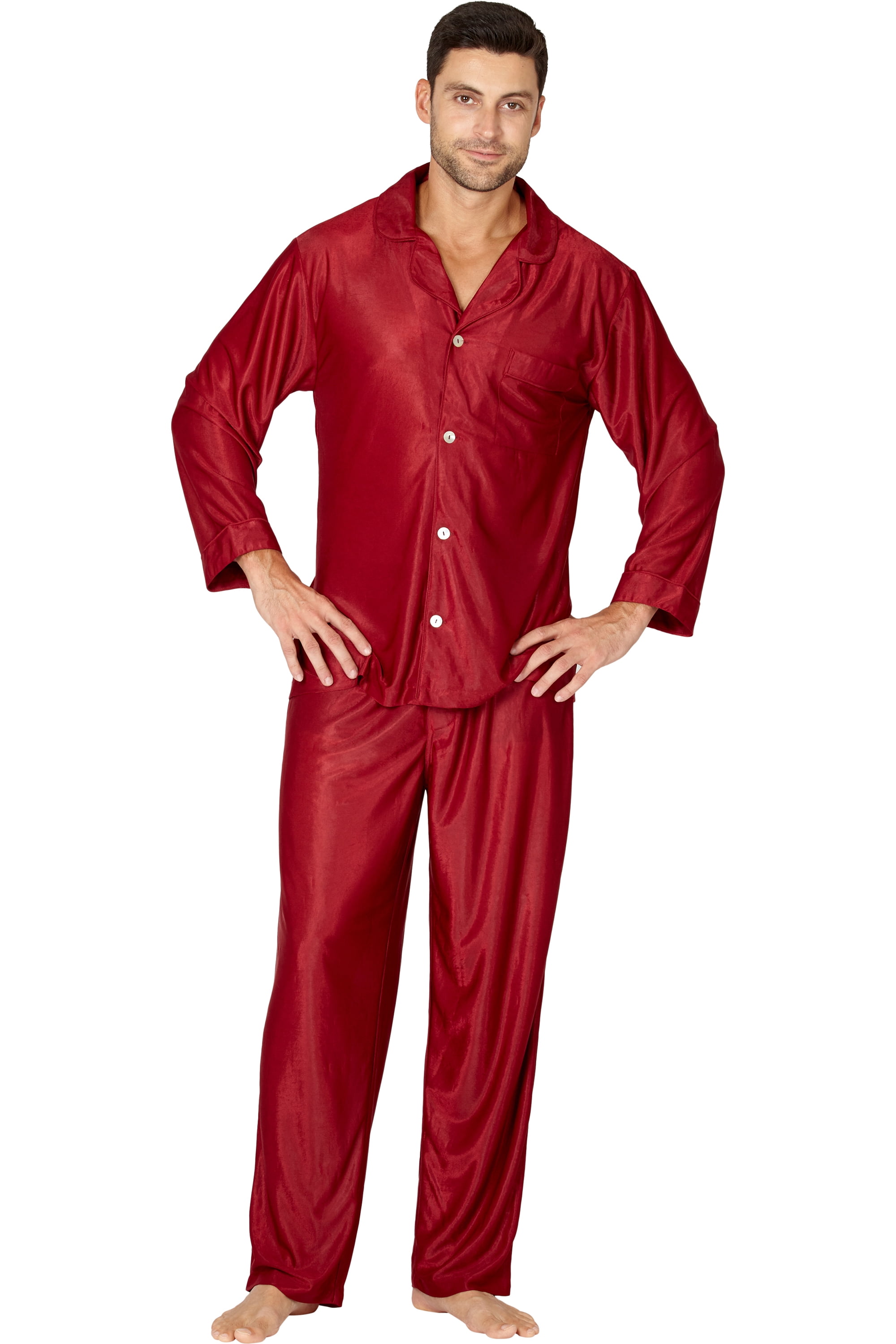 Intimo Mens Classic Tricot Pajama Set, Burgundy, Small - Walmart.com