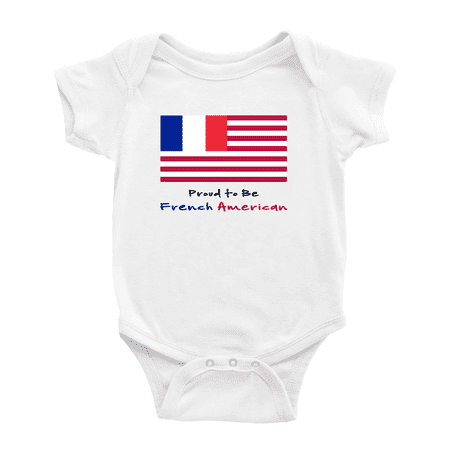

Proud to Be French American Flag Baby Bodysuit Newborn Clothes Outfits (White 18-24 Months)