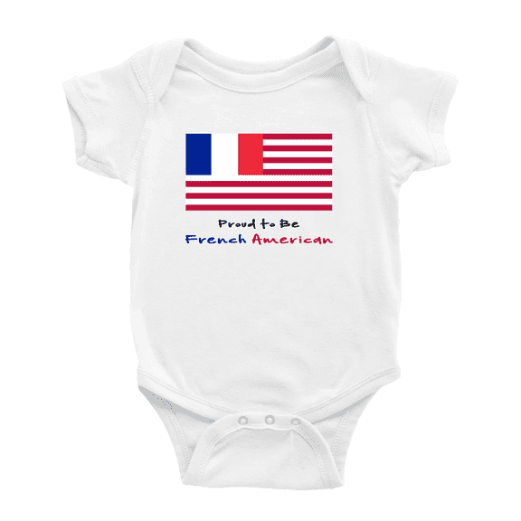 Proud to Be French American Flag Baby Bodysuit Newborn Clothes Outfits (White, 3-6 Months)