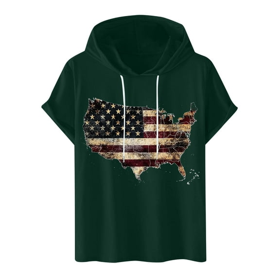 Awdenio Mens Shirts Graphic Hoodies for Men USA Flag American Patriotic Short Sleeve Pocket Pullover Sweatshirts