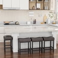 thumbnail image 5 of CELLOMOMO 24" Set of 2 Metal Bar Stools, Modern PU Leather Counter Height Bar Stools for Kitchen Island, Browm, 5 of 5