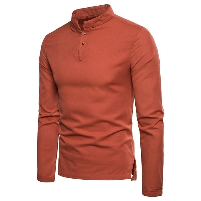 OmicGot Spring New Men's Cotton Linen T shirts Chinese Style Slim Fit Long Sleeve Tops Men Solid Color Breathable Linen shirt